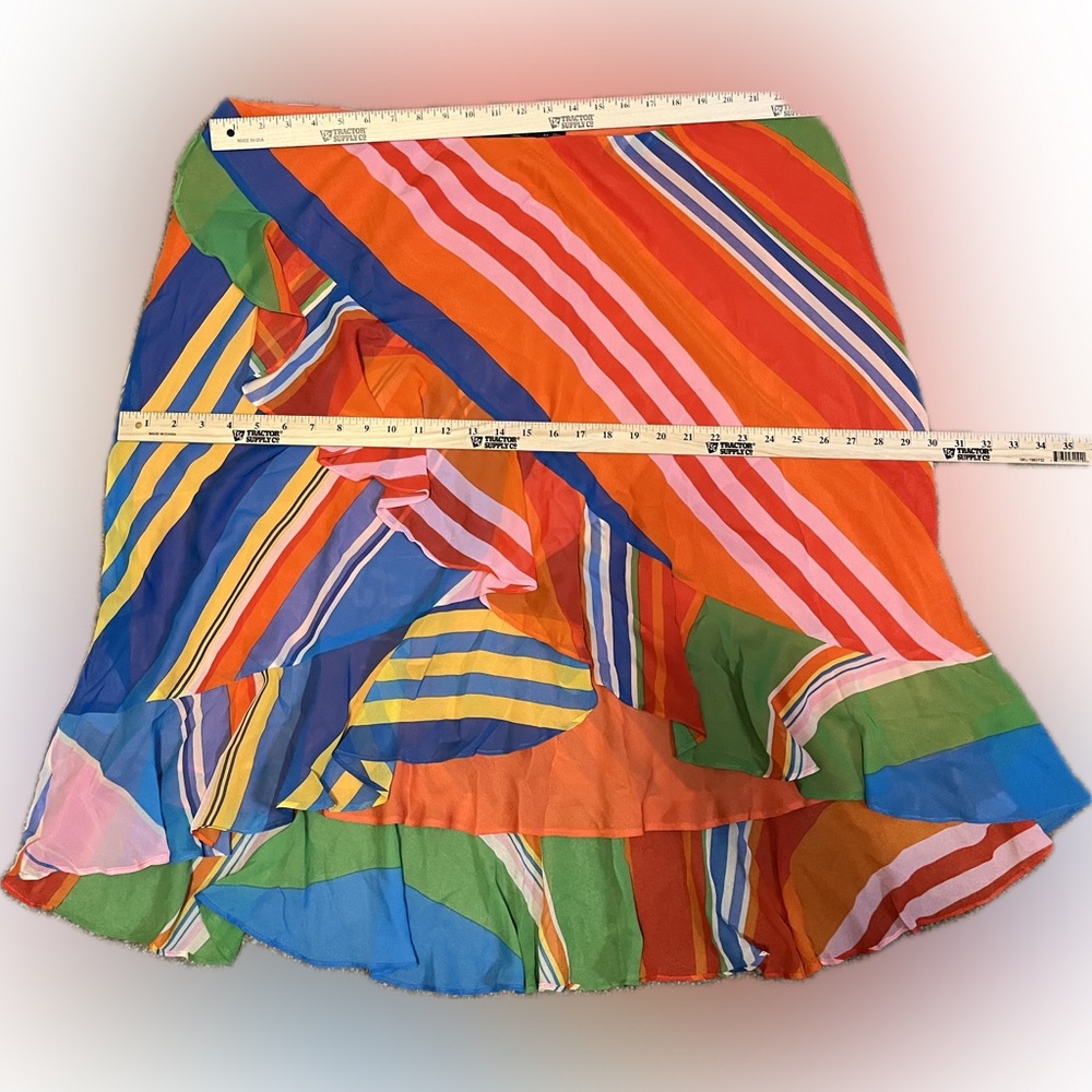 LAUREN Ralf Lauren Georgette Variegated Striped Ruffle Skirt size 3X - Picture 6 of 10